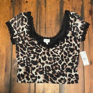 La Hearts PacSun Leopard Print Lace Top NWT